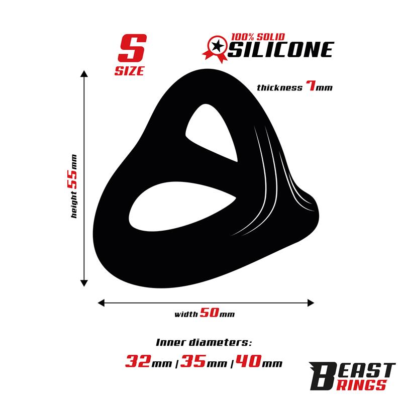 BEAST RINGS - Triple Cock Ring Solid Silicone 40/35/32 mm Size S — zdjęcie 3