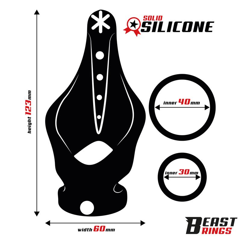 BEAST RINGS - Double Penis Ring Solid Silicone 37/45 mm — zdjęcie 3