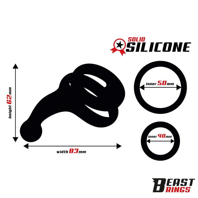 BEAST RINGS - Double Penis Ring Solid Silicone 50/40 mm — zdjęcie 3