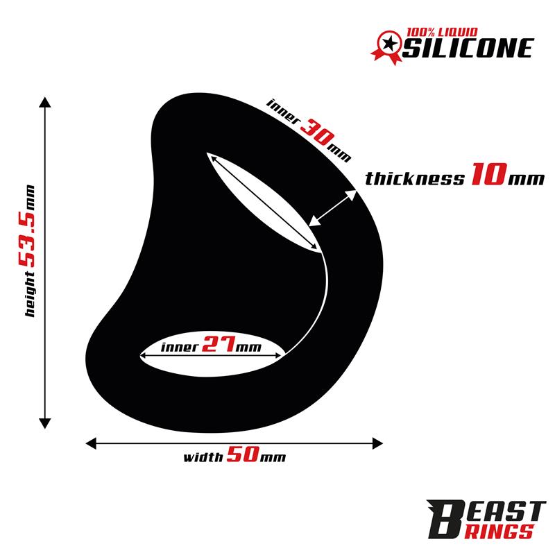 BEAST RINGS - Double Penis Ring Liquid Silicone 27/30 mm — zdjęcie 3