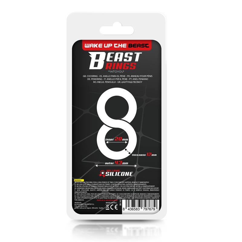 BEAST RINGS - Double Penis Ring 100% Liquid Silicone 2 cm Black — zdjęcie 3