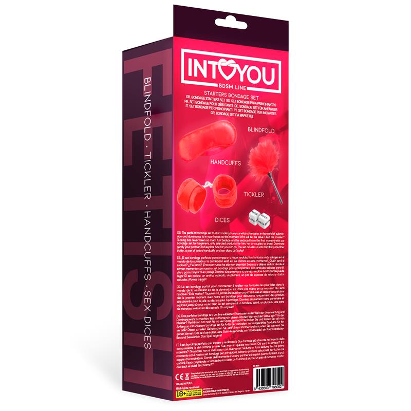INTOYOU BDSM LINE - Starters Bondage Set 4 Pieces Red — zdjęcie 3