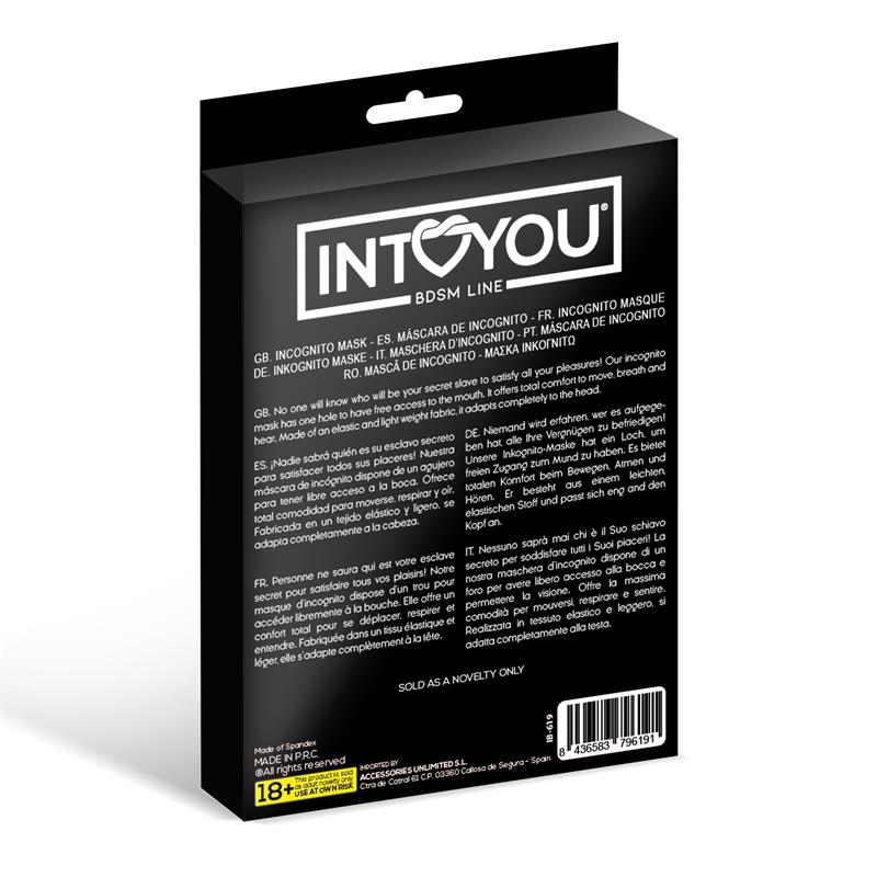 INTOYOU BDSM LINE - Lilith Incognito Mask with Opening in the Mouth Black — zdjęcie 3
