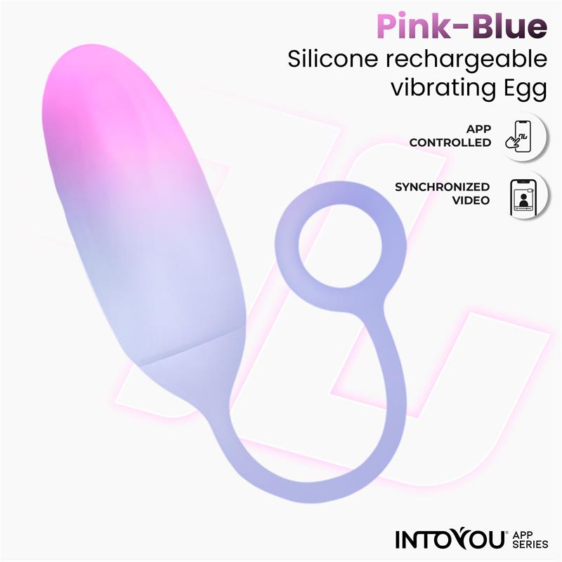 INTOYOU APP SERIES - Vibrating Egg Double Layer Silicone with APP Pink/Blue — zdjęcie 3