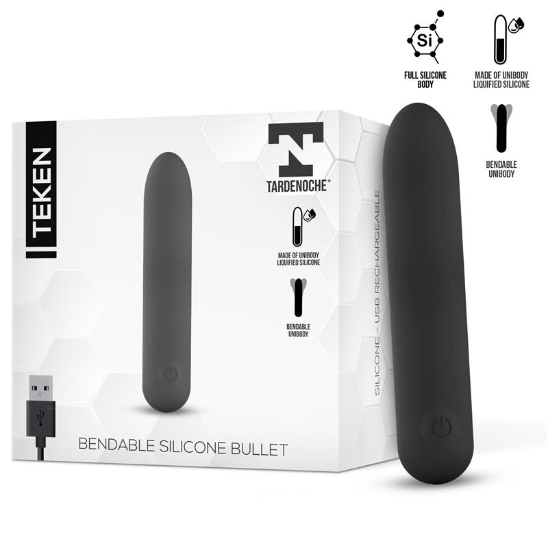 TARDENOCHE - Teken Bendable Vibrating Bullet Liquid Silicone Unibody Magnetic USB