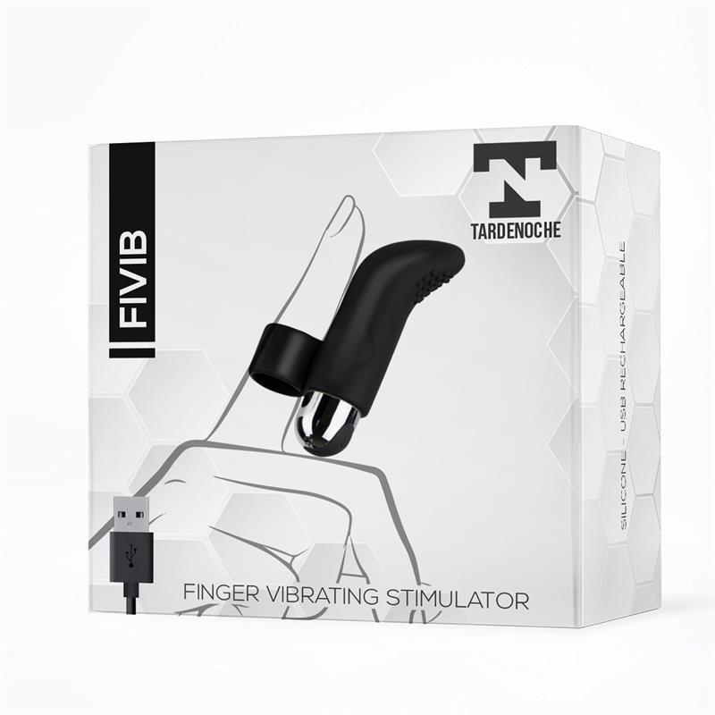 TARDENOCHE - Fivib Finger Vibrating Stimulator USB Silicone Black — zdjęcie 3