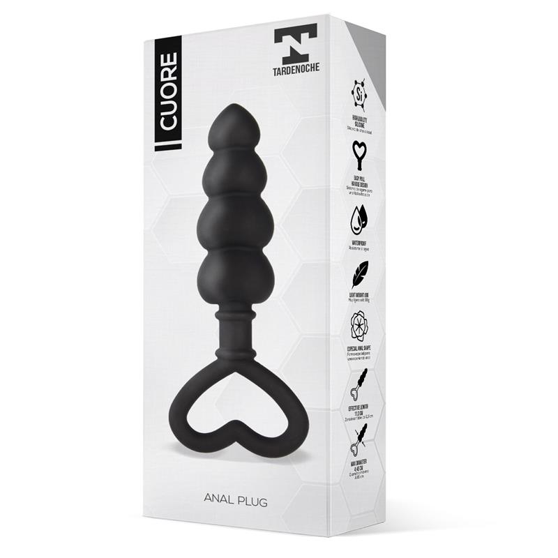 TARDENOCHE - Cuore Anal Plug Silicone Black — zdjęcie 3
