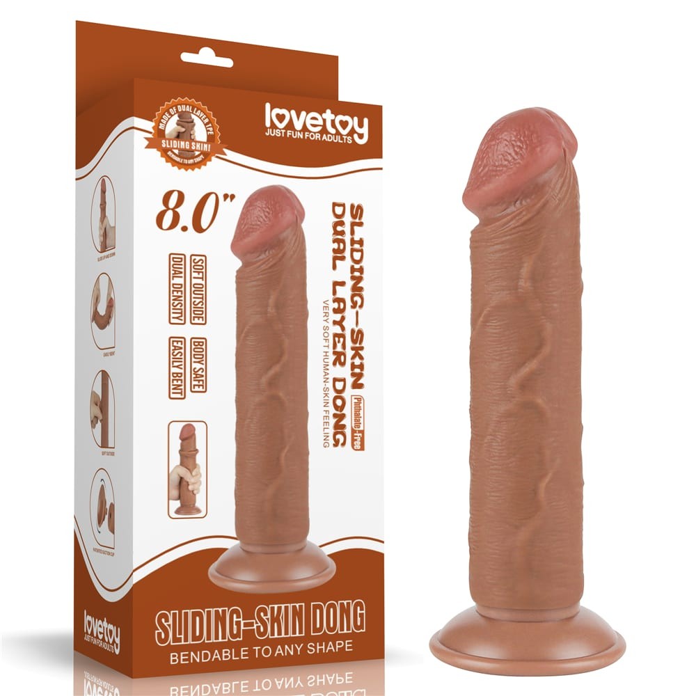 Dildo z przyssawk¹ Sliding Skin Dual Layer 20cm Lovetoy — zdjęcie 2