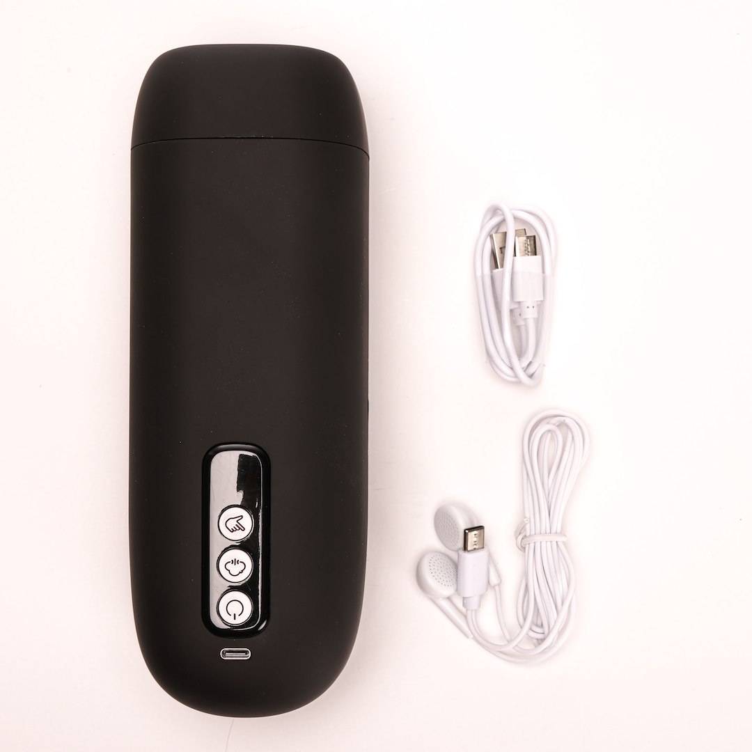 Velvet Touch - Masturbator Z Wibracj¹ Ssaniem Cyberskóra £adowany Usb Czarny — zdjęcie 4