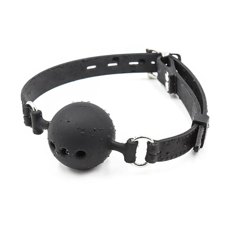 LATETOBED BDSM LINE - Silicone Breathable Ball Gags 4,5 cm Size M Black — zdjęcie 4