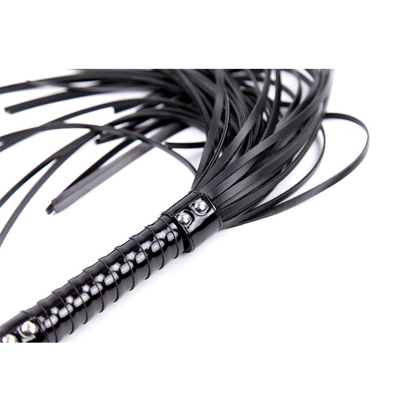 LATETOBED BDSM LINE - Shinny Handle Flogger 44 cm Black — zdjęcie 4