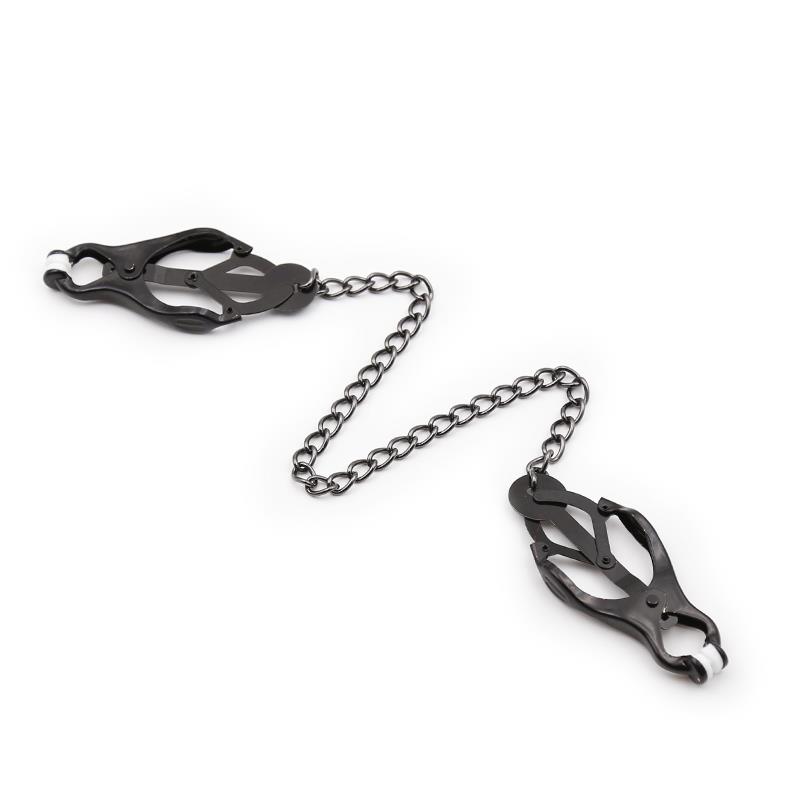 LATETOBED BDSM LINE - Japanese Nipple Clamps with Chain Black — zdjęcie 4