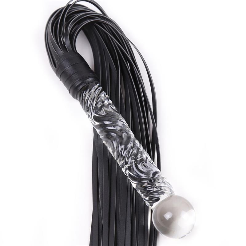 LATETOBED BDSM LINE - Glass Handle Flogger 70 cm — zdjęcie 4