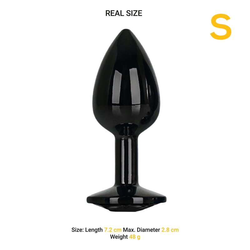 AFTERDARK - Blackgem Metalic Butt Plug with Black Jewel Size S — zdjęcie 4