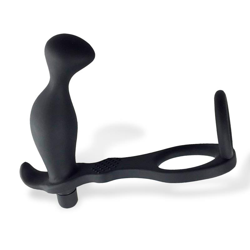 AFTERDARK - Larimar Vibrating Anal Plug with Penis and Testicles Ring — zdjęcie 4