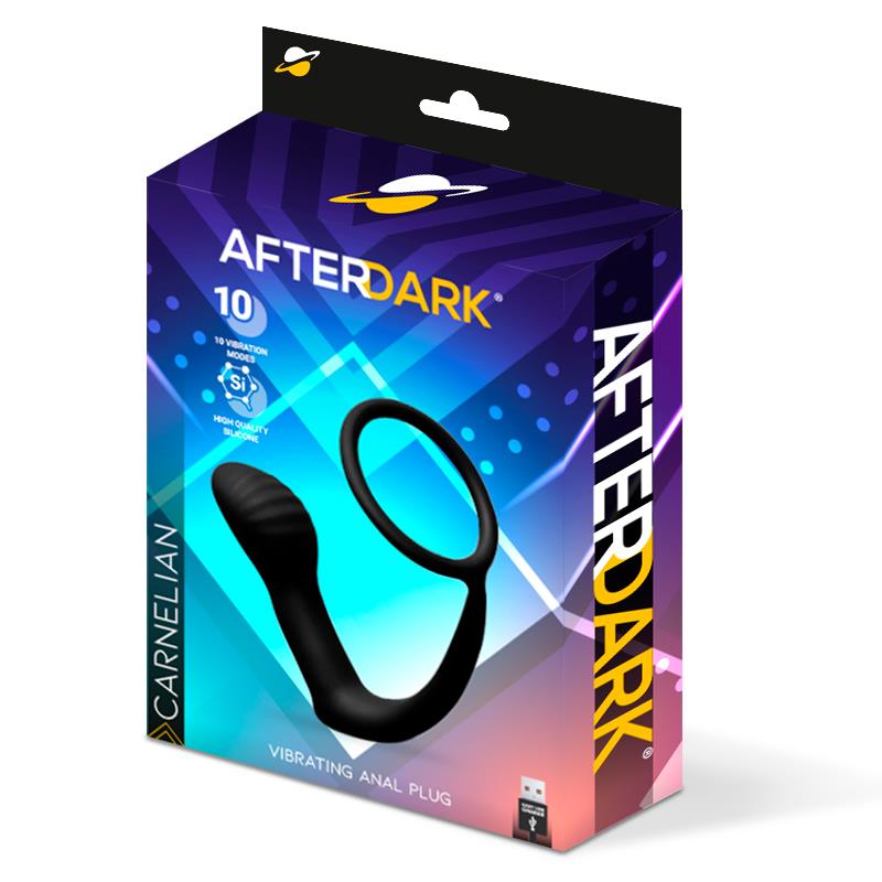 AFTERDARK - Carnelian Vibrating Anal Plug with Penis Ring — zdjęcie 4