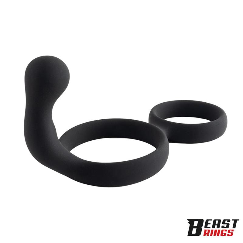 BEAST RINGS - Double Penis Ring Solid Silicone 50/40 mm — zdjęcie 4