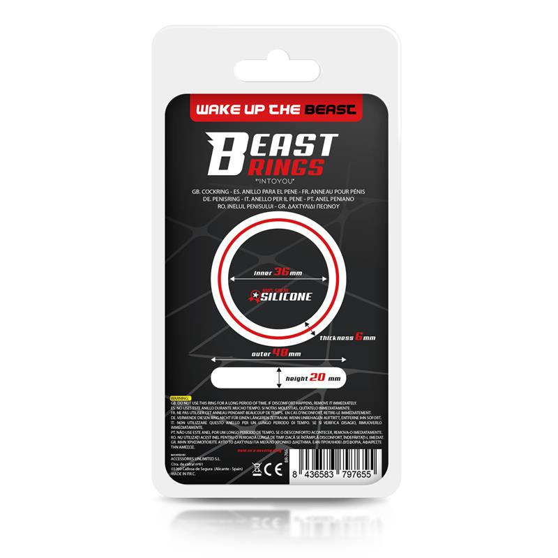 BEAST RINGS - Penis Ring 100% Solid Silicone 3.6 cm Yellow and Black — zdjęcie 4
