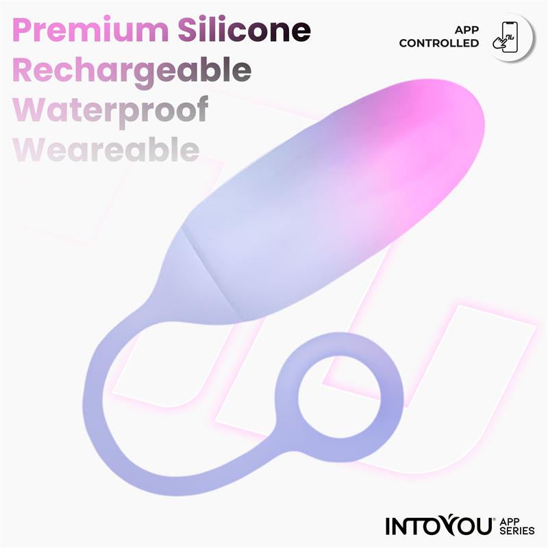 INTOYOU APP SERIES - Vibrating Egg Double Layer Silicone with APP Pink/Blue — zdjęcie 4