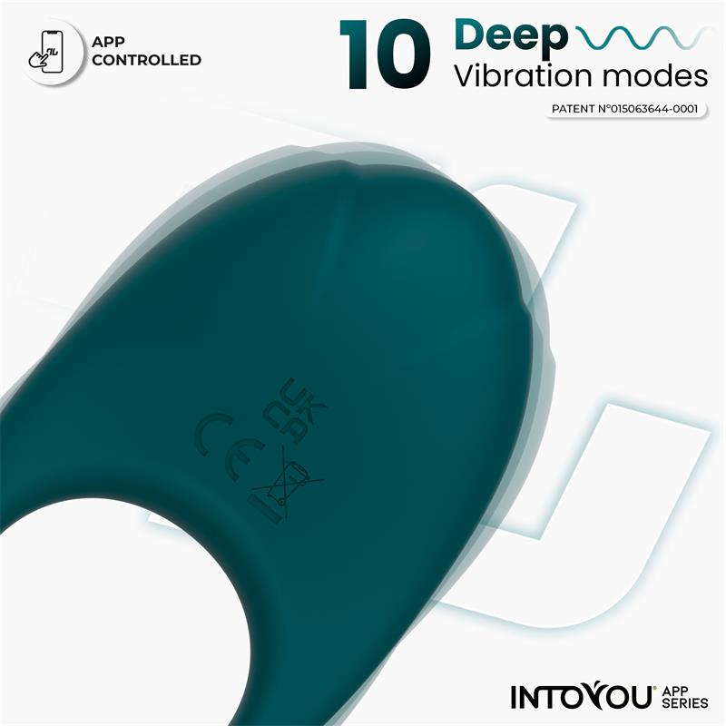 INTOYOU APP SERIES - Ringo Vibrating Ring with App Unibody Green — zdjęcie 4