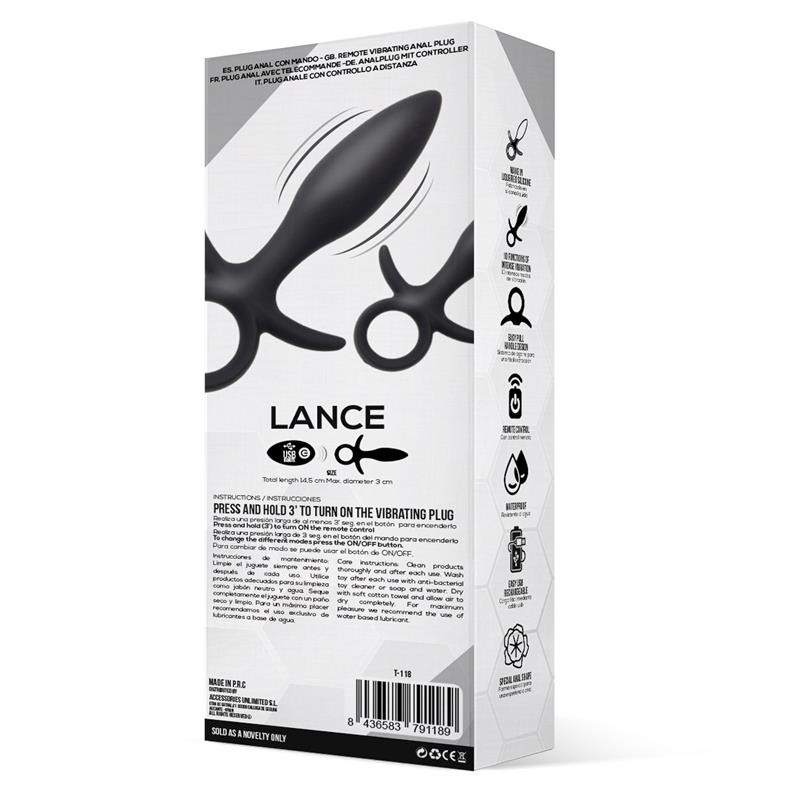 TARDENOCHE - Lance Anal Plug Remote Control Liquified Silicone USB — zdjęcie 4