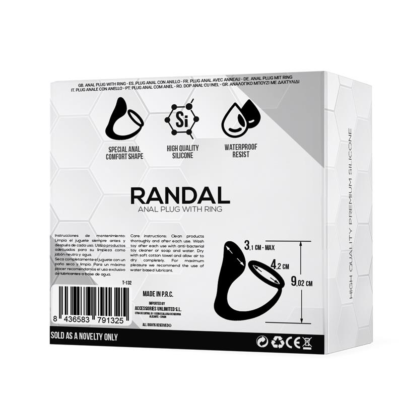 TARDENOCHE - Randal Butt Plug with Penis Ring Silicone Black — zdjęcie 4