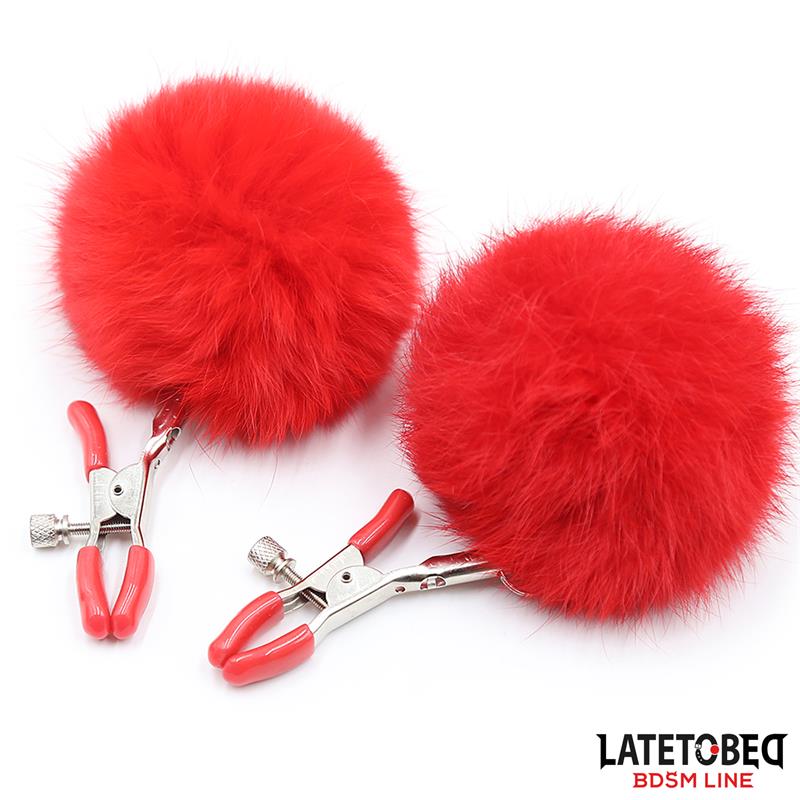 LATETOBED BDSM LINE - Nipple Clamps Adjustable with Fur