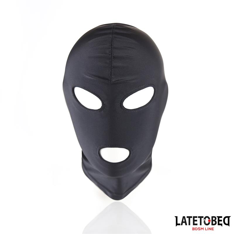 LATETOBED BDSM LINE - Open Mouth and Eyes Hood Black