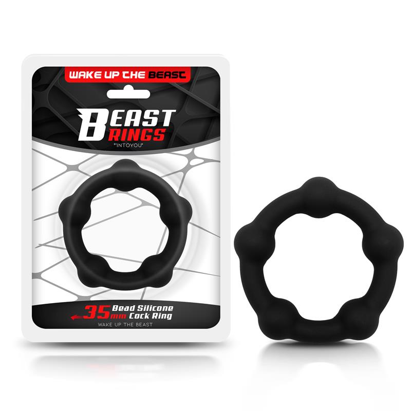 BEAST RINGS - Bead Solid Cock Ring Silicone 3.5 cm Black