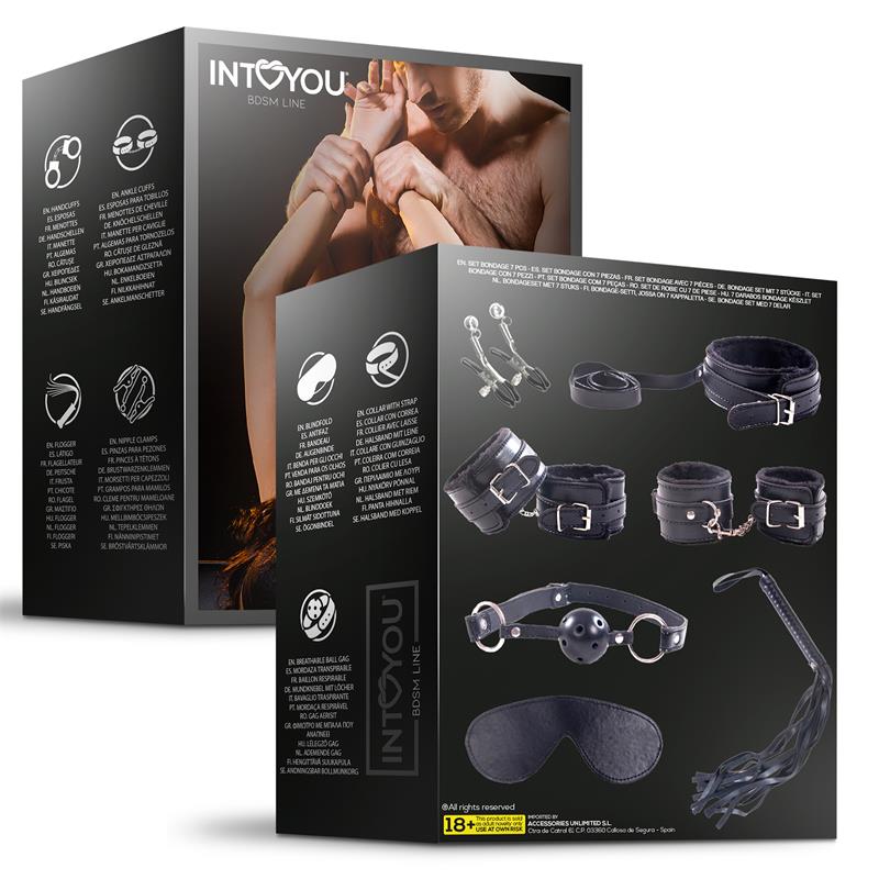 INTOYOU BDSM LINE - 7 Pcs Bondage Set Furry Kit