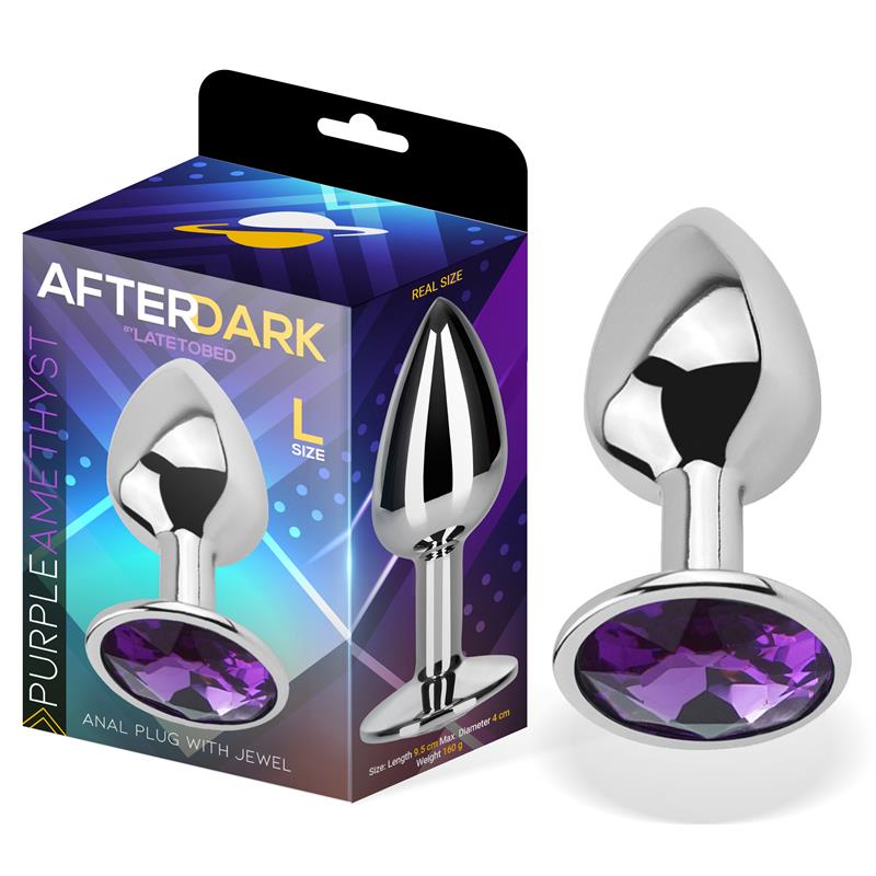 AFTERDARK - Butt Plug with Jewel Purple Amethyst Size L Aluminium
