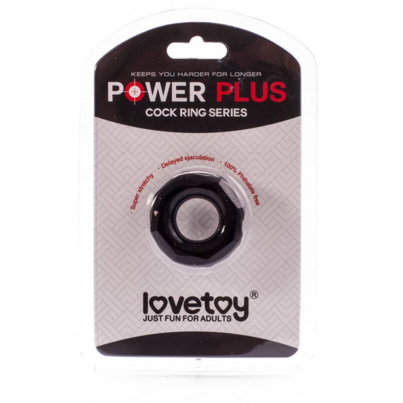 Piercieñ na penisa Lovetoy Power Plus czarny r. 2cm