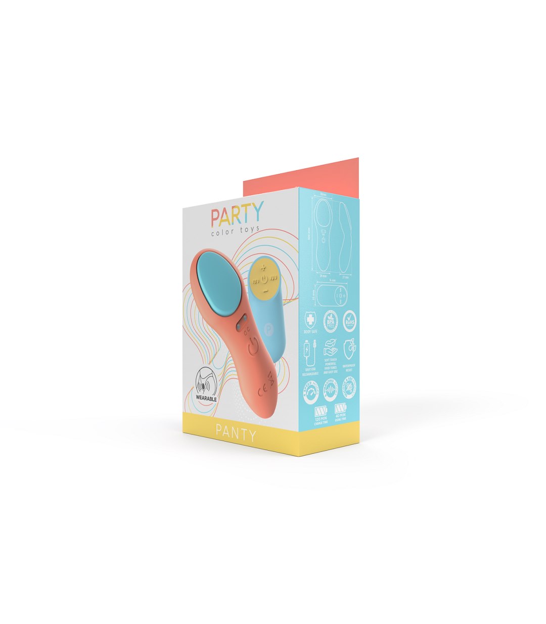 PARTY COLOR TOYS - PANTY VIBRATOR WITH CORAL USB CONTROL