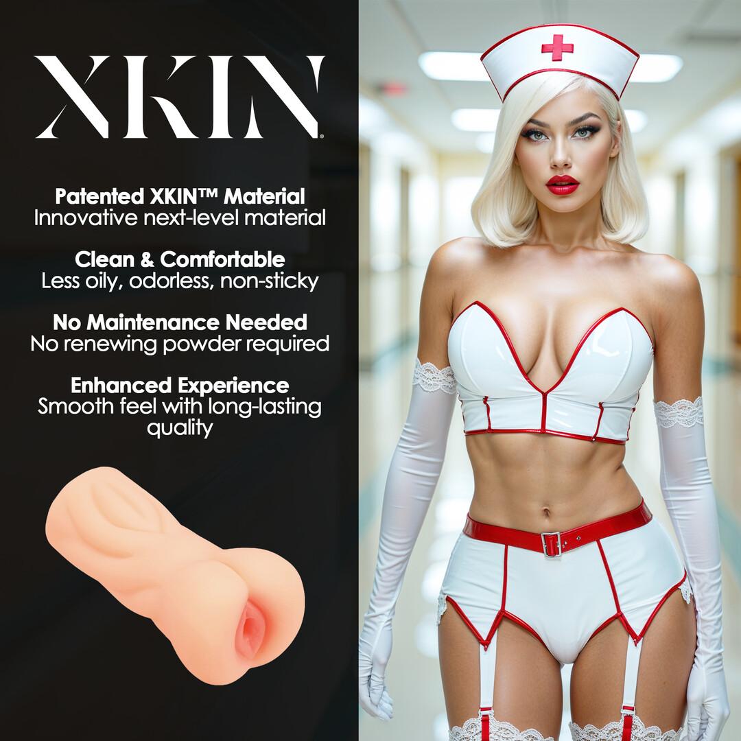 XKIN by Shots - Carreer Girls - Naughty Nurse Tiffany Throatcheck - TPE Small Masturbator - 130g - Flesh — zdjęcie 4