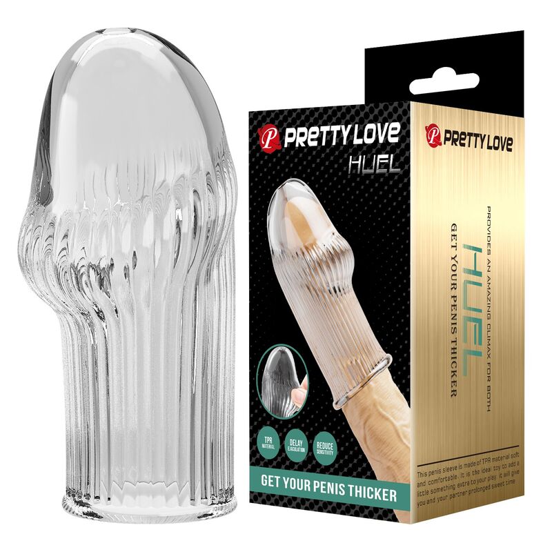 PRETTY LOVE - HUEL PENIS SLEEVE ZWIĘKSZ GRUBOŚĆ PENISA PRZEŹROCZYSTY