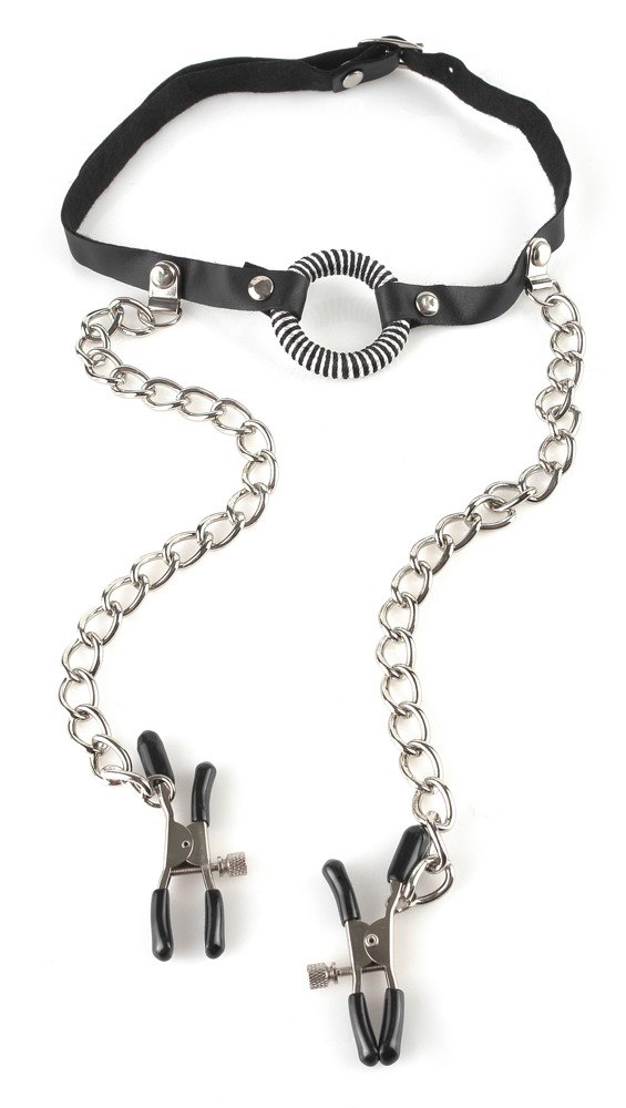 Fetish Fantasy Series - O-Ring Gag with Nipple Clamps — zdjęcie 2