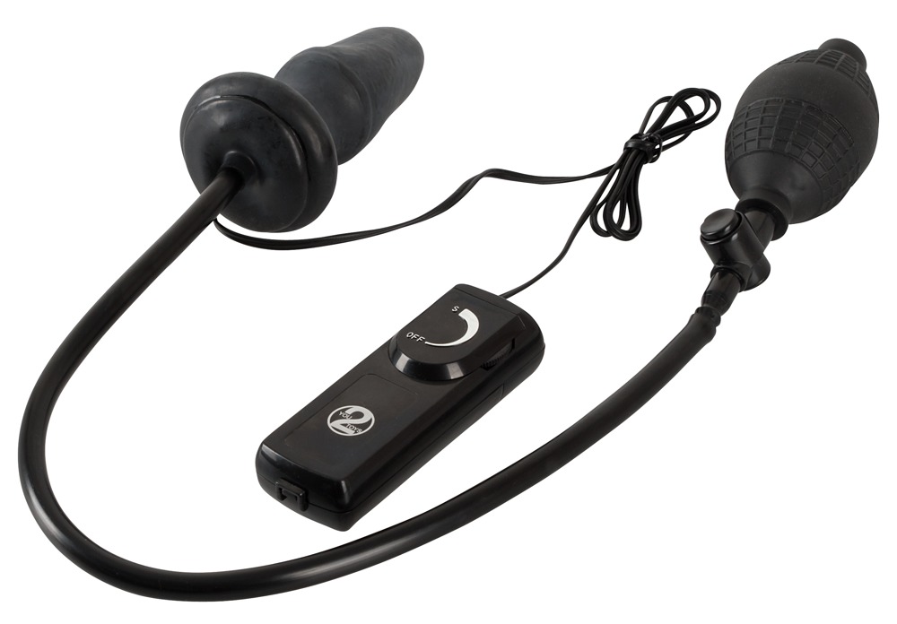 You2Toys - Korek analny lateksowy z wibracjami pompowany Fanny Hill's 12 cm czarny — zdjęcie 3