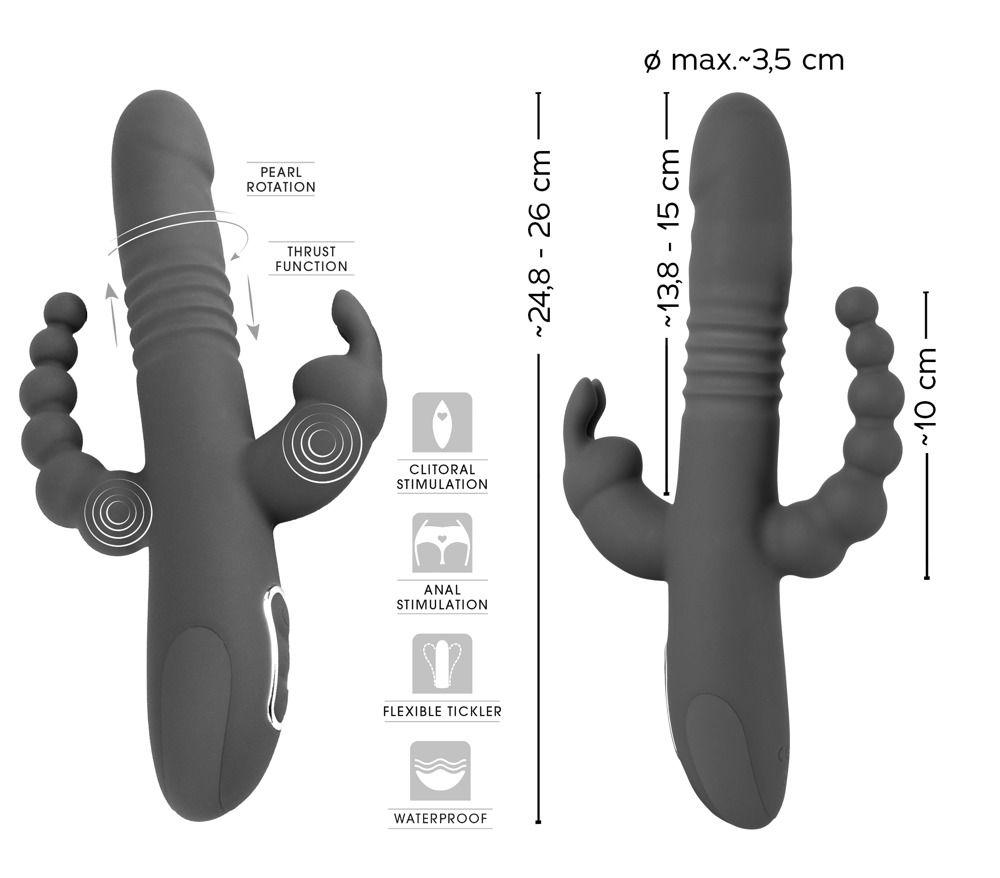 Wibrator z funkcj¹ pchniêcia i koralikami analnymi 24,8cm Sweet Smile — zdjęcie 3