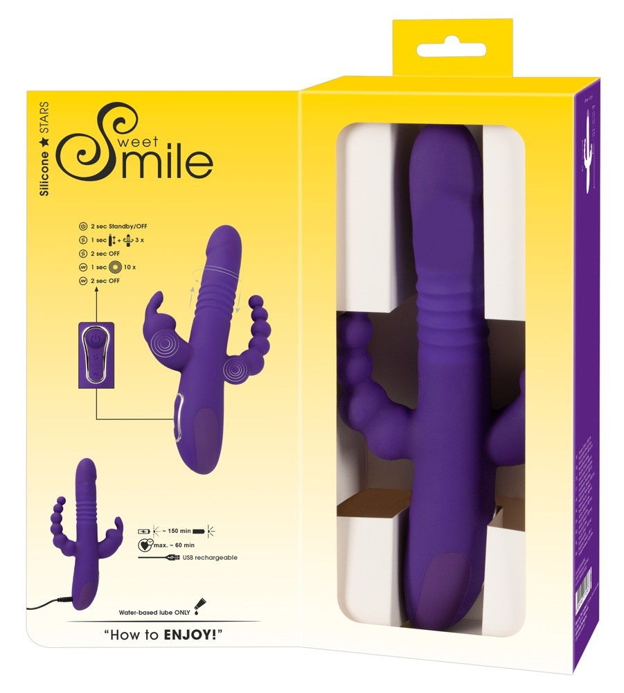 Wibrator z funkcj¹ pchniêcia i koralikami analnymi 24,8cm Sweet Smile — zdjęcie 4