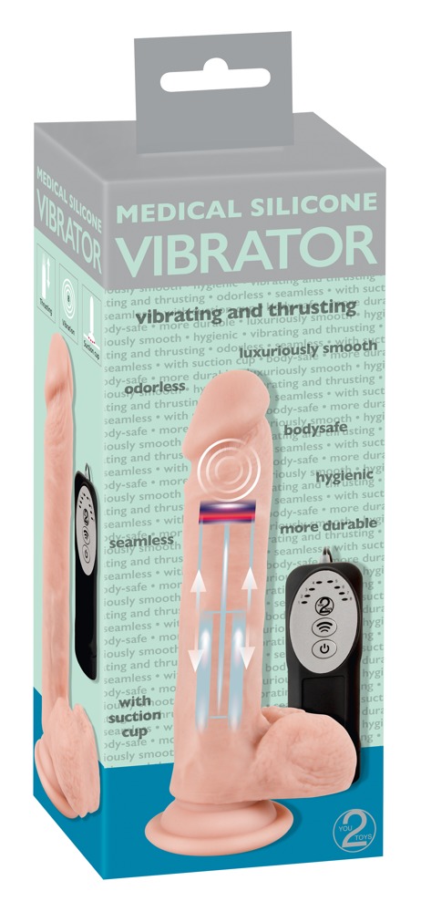 Medical Silicone - Wibrator z silikonu medycznego z funkcj¹ pchniêcia
