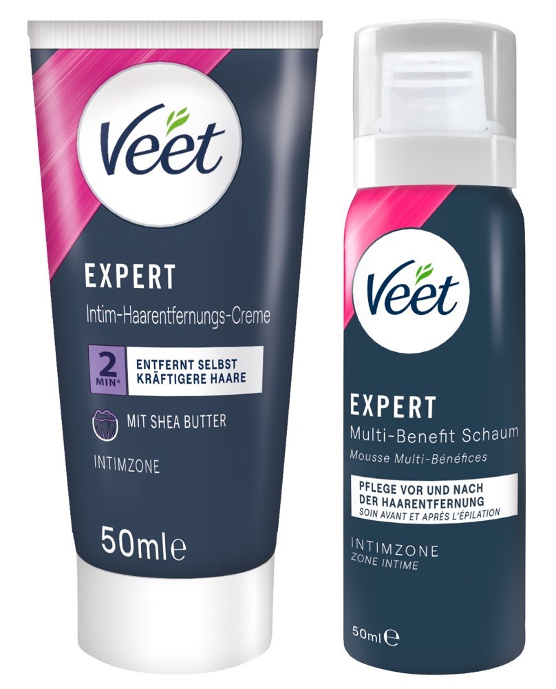 Veet Zestaw do depilacji miejsc intymnych krem do depilacji, pianka 2x50 ml — zdjęcie 2