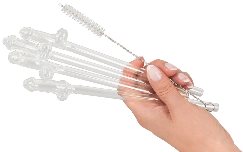 kein Label - Glass Drinking Straw Willy x 4 — zdjęcie 3