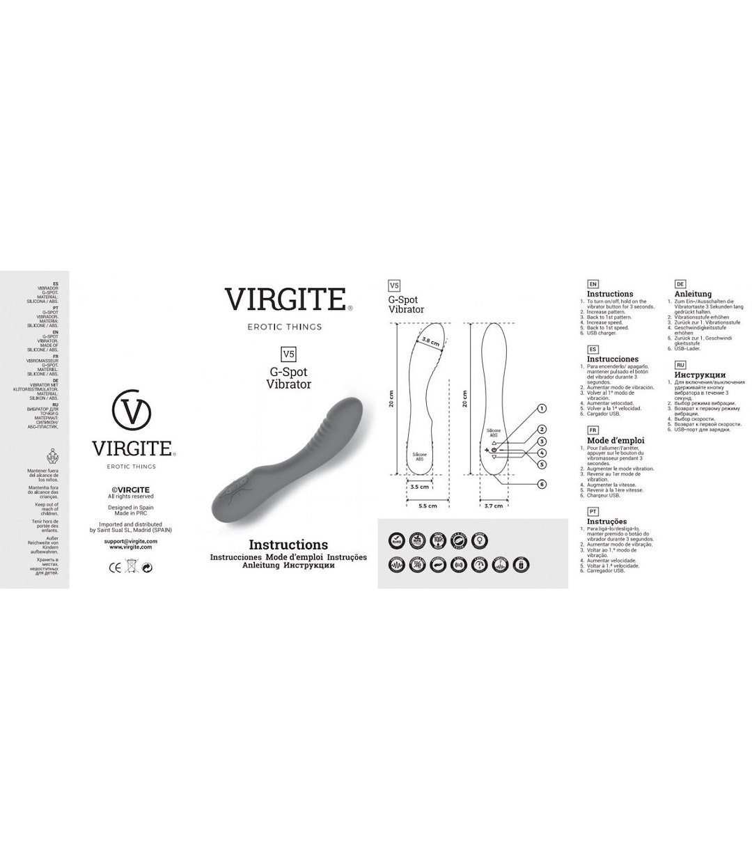 VIRGITE - VIBES - V5 PINK RECHARGEABLE VIBRATOR — zdjęcie 3