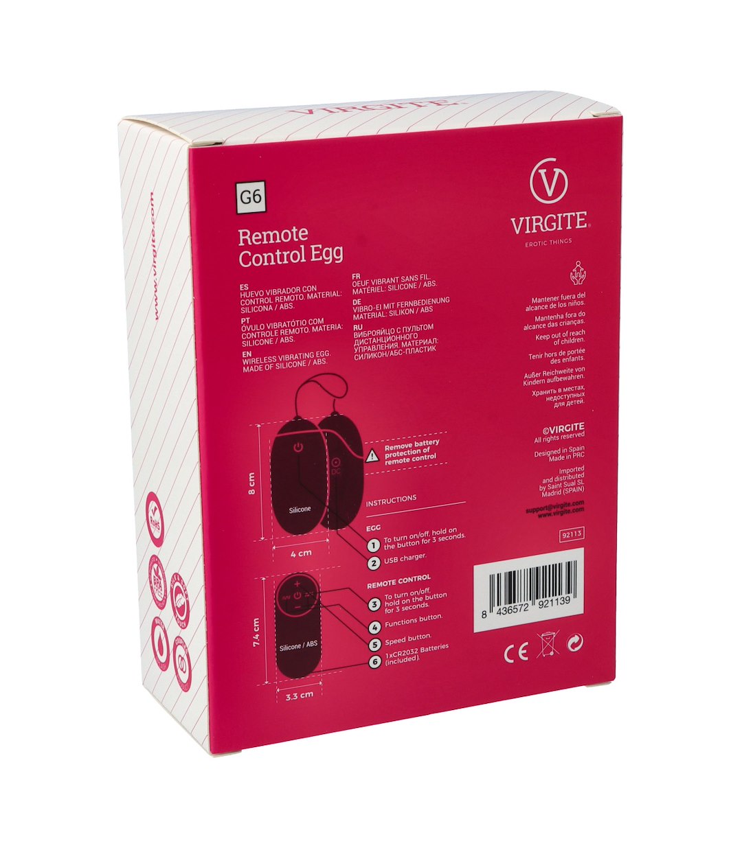 VIRGITE - EGGS - G6 RECHARGEABLE PURPLE VIBRATING EGG — zdjęcie 4