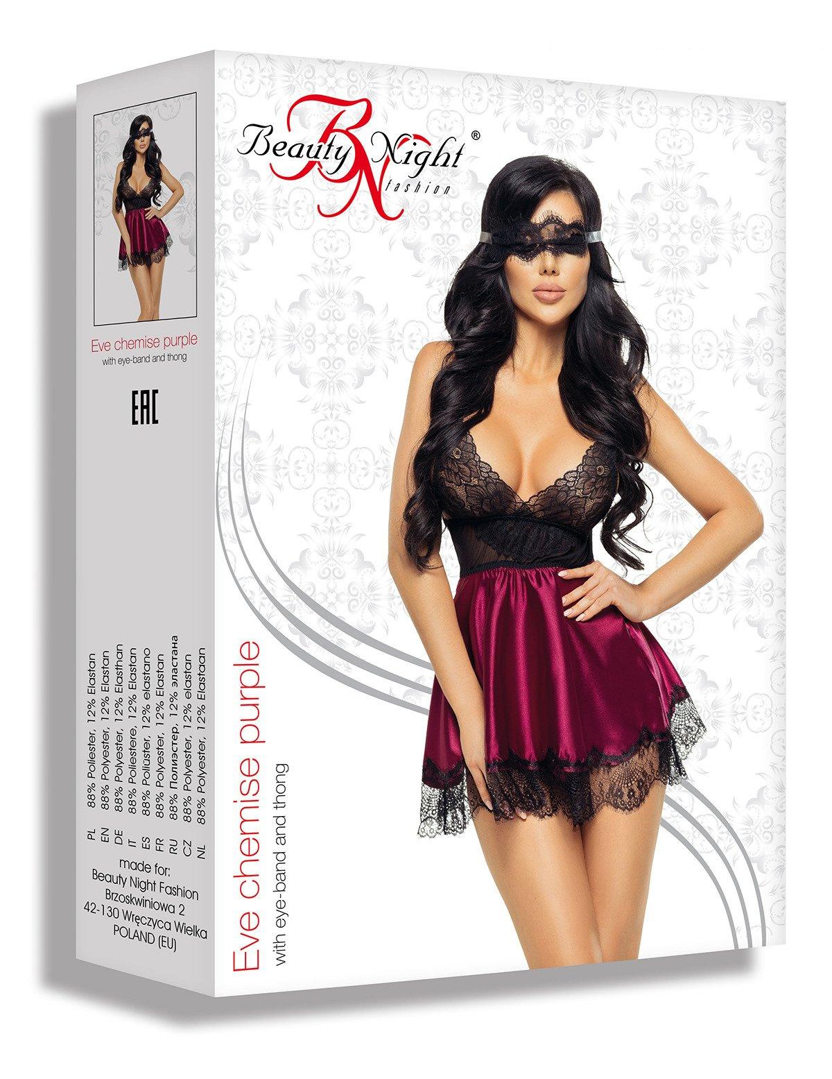 Beauty Night - Eve chemise with mask purple — zdjęcie 2