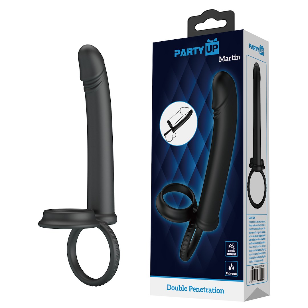 Party Up - Martin Dildo do podwójnej penetracji z podwójnym piercieniem na penisa i j¹dra