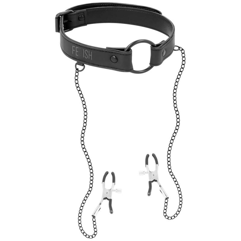 FETISH SUBMISSIVE - GAG RING WITH NIPPLE CLAMPS — zdjęcie 2