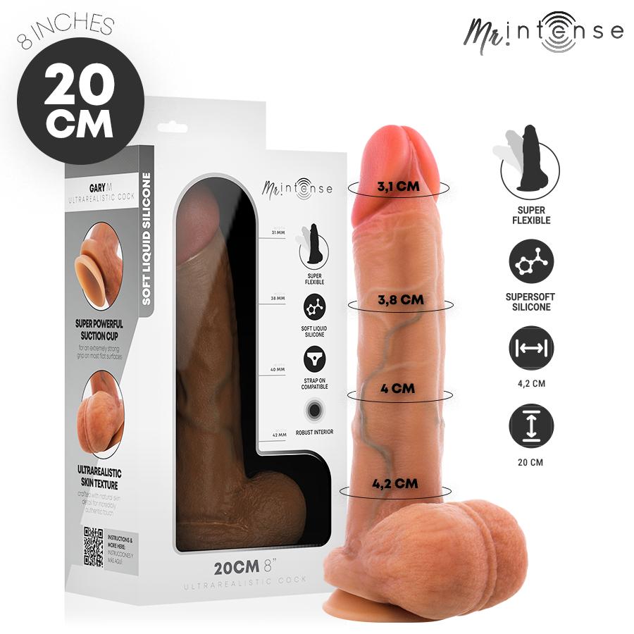 MR. INTENSE DILDOS - MR INTENSE - GARY M ULTRA-REALISTIC SILICONE COCK WITH TESTICLES 20 CM -O- 4.2 CM — zdjęcie 2