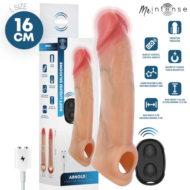 MR. INTENSE PENIS ACCESSORIES - MR INTENSE - ARNOLD L VIBRATOR SILICONE PENIS SLEEVE WITH REMOTE CONTROL 16 CM -O- 4.5 CM — zdjęcie 2