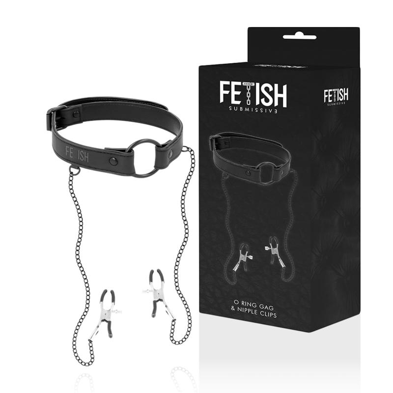 FETISH SUBMISSIVE - GAG RING WITH NIPPLE CLAMPS — zdjęcie 3